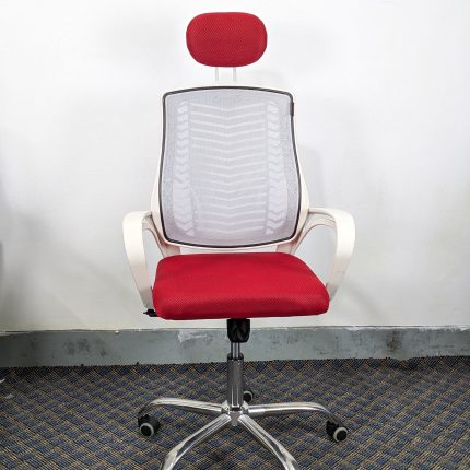 V Mesh Chair - সাদা বডি + লাল কালার