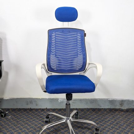 V Mesh Chair - সাদা বডি + নীল কালার